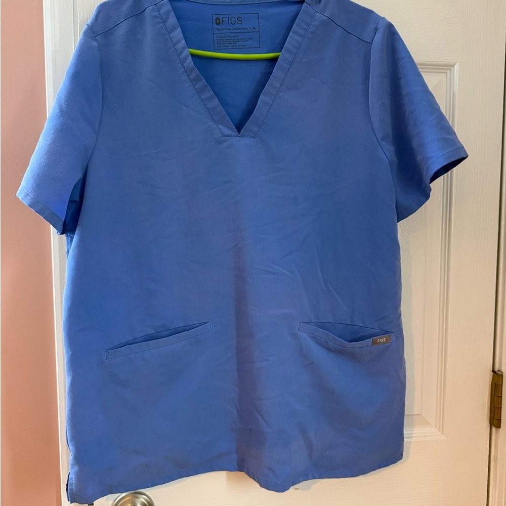 Figs Classic Blue V-Neck Scrub Top